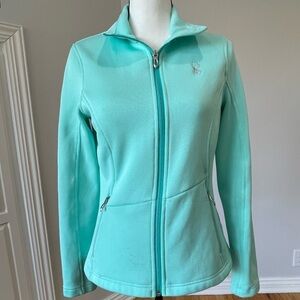 Spyder Core teal mint green medium zippered jacket ski wear layer snow